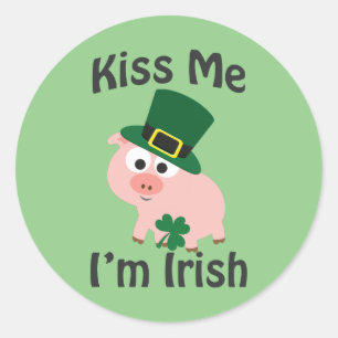 Adesivo Redondo Beije-me, sou o Porco Irlandês