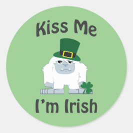 Adesivo Redondo Beije-me Sou o Yeti Irlandês