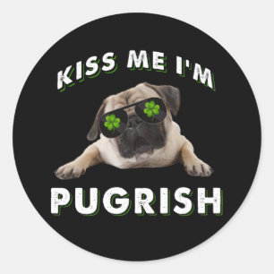 Adesivo Redondo Beije-me, sou Pugrish