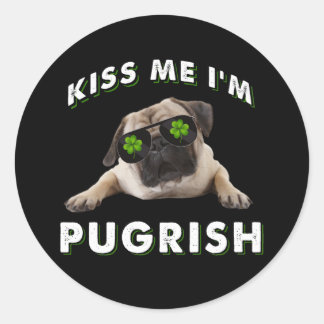Adesivo Redondo Beije-me, sou Pugrish