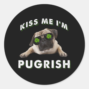 Adesivo Redondo Beije-me, sou Pugrish