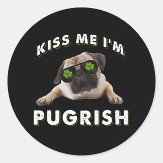 Adesivo Redondo Beije-me, sou Pugrish