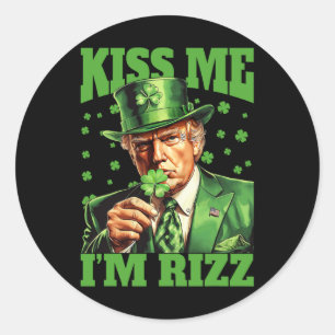 Adesivo Redondo Beije-me Sou Rizz Trump Dia de São Patrício Irland