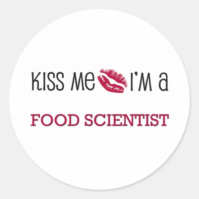 Adesivo Redondo Beije-me, sou um CIENTISTA COMIDA (Frente)