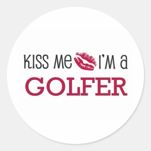 Adesivo Redondo Beije-me, sou um GOLFER
