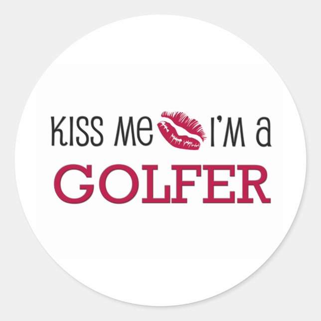 Adesivo Redondo Beije-me, sou um GOLFER (Frente)