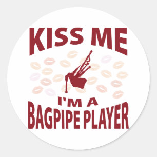 Adesivo Redondo Beije-me, sou um jogador de Bagpipe