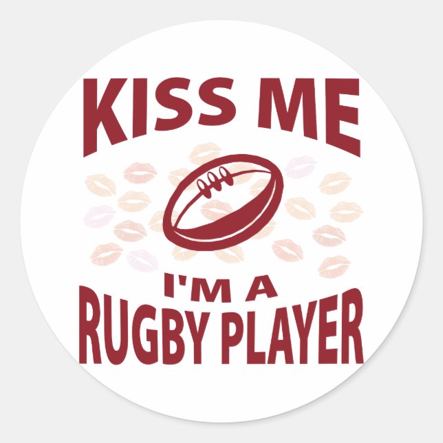 Adesivo Redondo Beije-me, sou um jogador de Rugby (Frente)