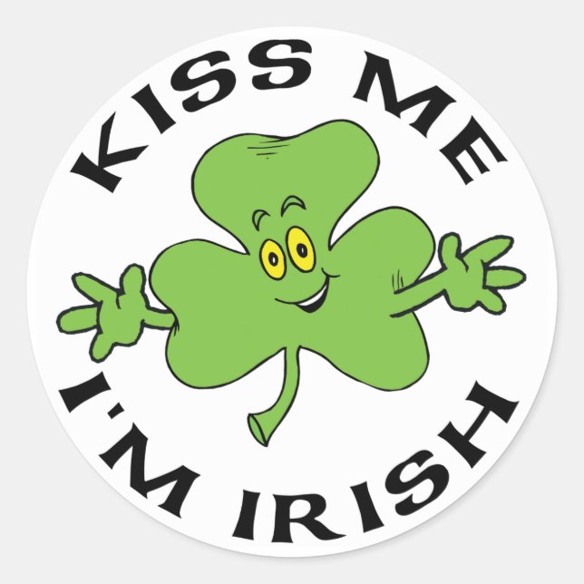Adesivo Redondo Beije-me, sou um Presente Irlandês (Frente)