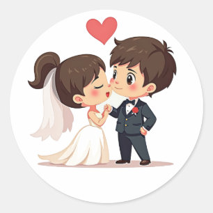 Adesivo Redondo Beijo Beijo de Casamento Doce