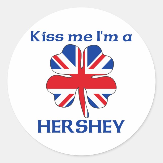Adesivo Redondo Beijo Britânico Personalizado Eu sou Hershey (Frente)