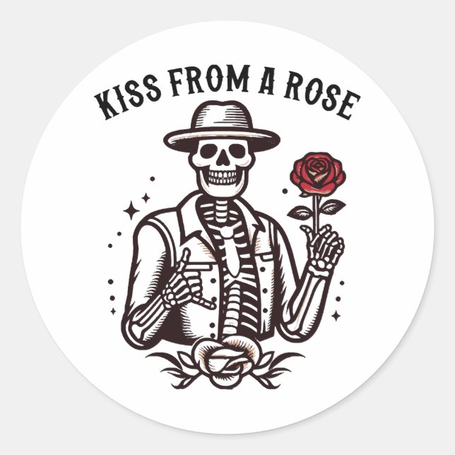 Adesivo Redondo Beijo de uma Rosa (Frente)