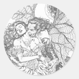 Adesivo Redondo Beijo de vampiro por Al Rio - Arte de vampiro e mu