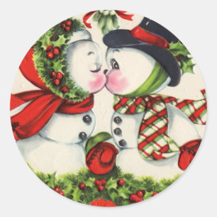 Adesivo Redondo Beijo do natal vintage