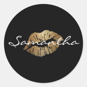 Adesivo Redondo Beijo Dourado do brilho do falso