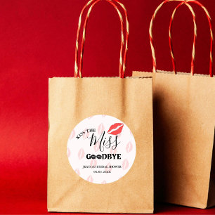 Adesivo Redondo Beijo Elegante Adeus Batom Vermelho Chá de Noiva