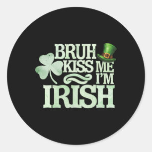 Adesivo Redondo Beijo Me Eu Sou Irlandês Engraçado Beijo Dia de Sã