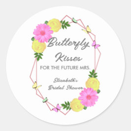 Adesivo Redondo Beijos de Borboleta Para o Futuro Casamento da Sra
