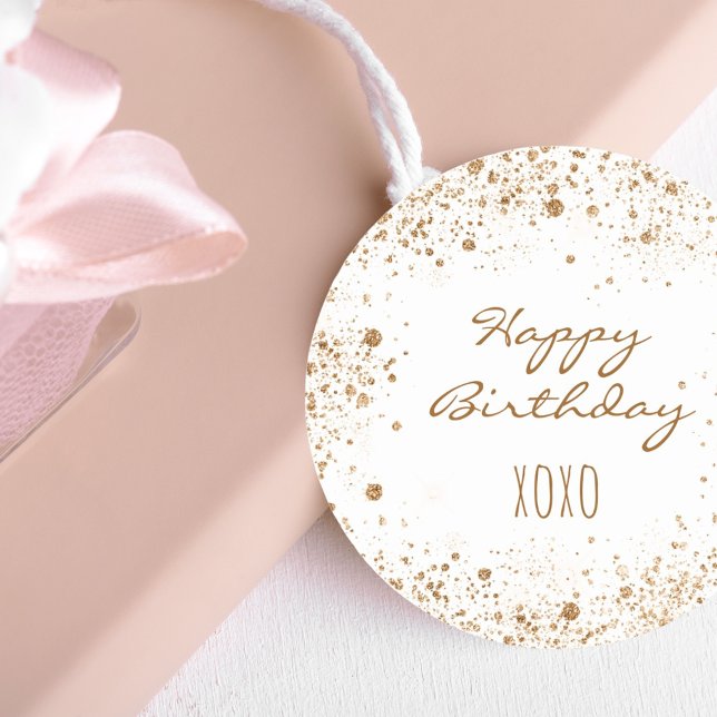 Adesivo Redondo Beijos de poeira de ouro branco de aniversário abr (Criador carregado)