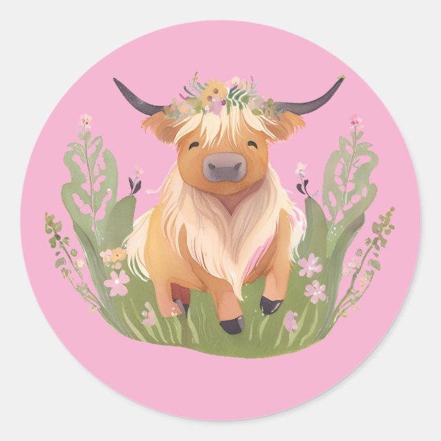 Adesivo Redondo beijos de vaca e desejos do país (Frente)