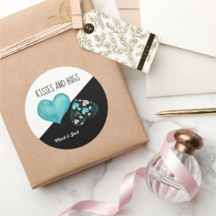 Adesivo Redondo Beijos E Abraços Corações De Aquarelas Pintos 