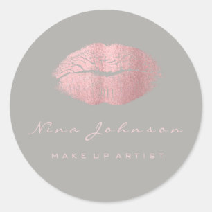 Adesivo Redondo Beijos Lábios Makeup Beauty Cinza Rosa Lipstik
