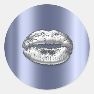 Adesivo Redondo Beijos Lábios Silver Blue Makeup Artist Beaust Met