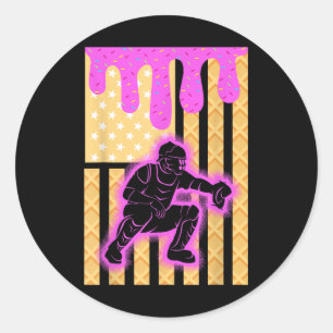 Adesivo Redondo Beisebol Boys Drivers Sorvete Baseball Ame