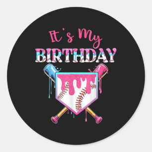 Adesivo Redondo Beisebol Drithday Rapariga De Aniversário Engraçad