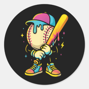 Adesivo Redondo Beisebol Estilo de Vida 101 Roupa Jovens Baseball