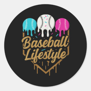 Adesivo Redondo Beisebol Estilo de Vida 101 Roupa Jovens Baseball