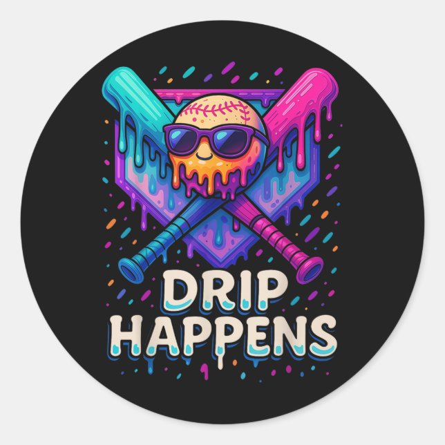 Adesivo Redondo Beisebol Estilo de Vida 101 Roupa Jovens Baseball  (Frente)