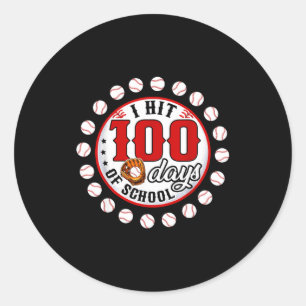Adesivo Redondo Beisebol Eu Acertei 100 Dias De Escola Jogador De