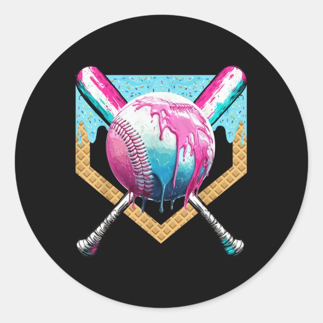 Adesivo Redondo Beisebol Para Rapazes Jovens Sorvetes De  B (Frente)