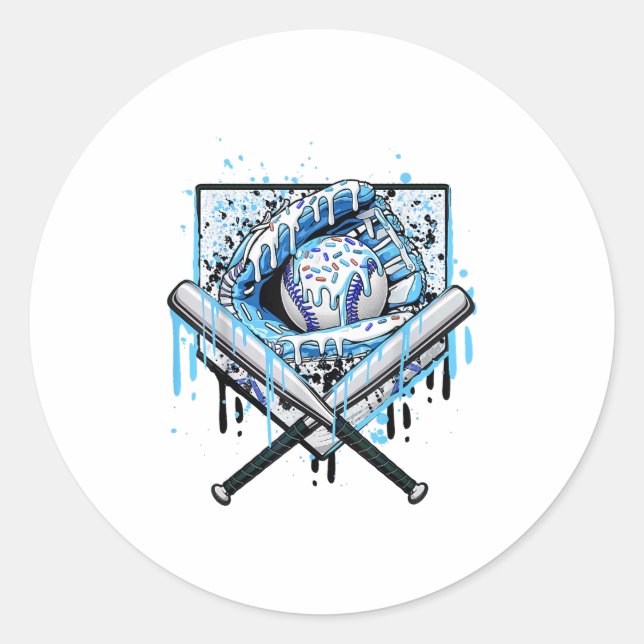 Adesivo Redondo Beisebol Para Rapazes Jovens Sorvetes De  B (Frente)