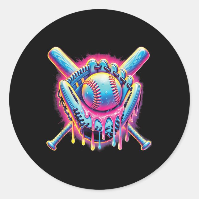 Adesivo Redondo Beisebol Para Rapazes Jovens Sorvetes De  B (Frente)