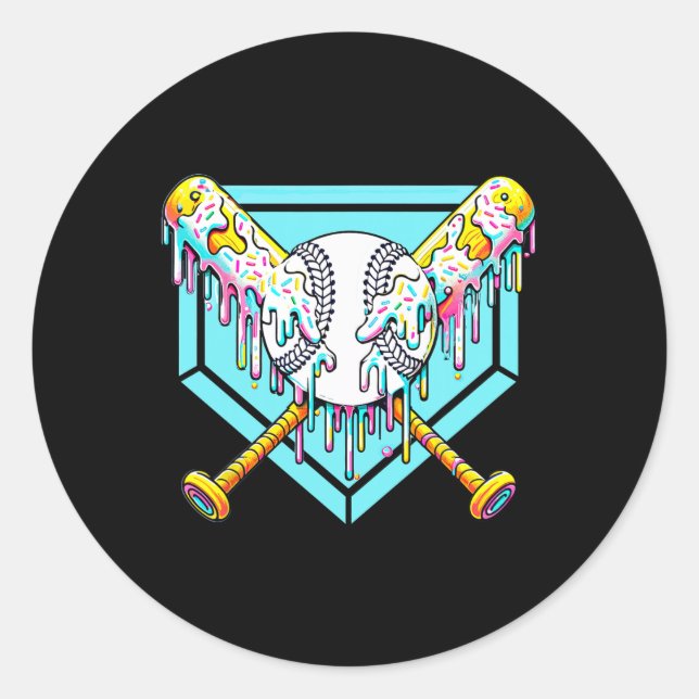 Adesivo Redondo Beisebol Para Rapazes Jovens Sorvetes De  B (Frente)