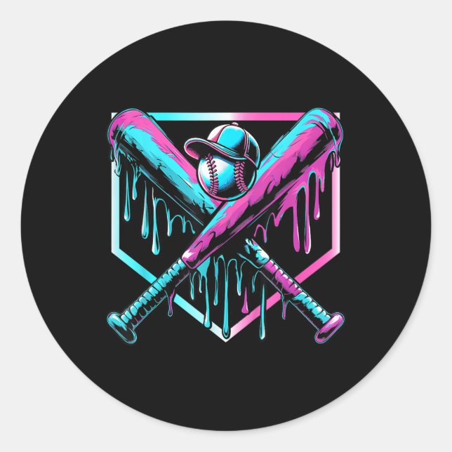 Adesivo Redondo Beisebol Para Rapazes Jovens Sorvetes De  B (Frente)