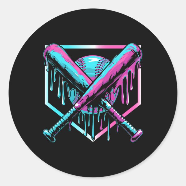 Adesivo Redondo Beisebol Para Rapazes Jovens Sorvetes De  B (Frente)