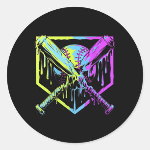 Adesivo Redondo Beisebol Para Rapazes Jovens Sorvetes De  B