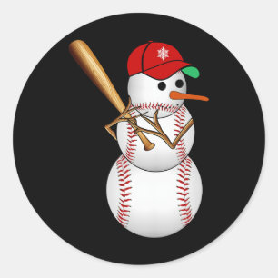 Adesivo Redondo Beisebol Snowman Neve Natal Natal Presente Homens 