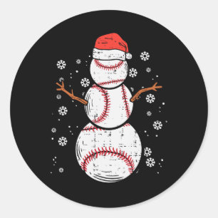Adesivo Redondo Beisebol Snowman Xmas Christmas Sports Boys Wo