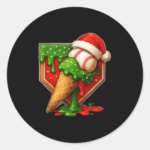 Adesivo Redondo Beisebol Xmas natal Baseball Driblando Sorvete Bo
