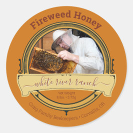 Adesivo Redondo Bekeeper Photo Amber Large Honey Stickers
