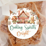 Adesivo Redondo Beking Spirits Bright Christmas Cookie<br><div class="desc">Vinheta-redonda Clássica de Biscoito de Natal Brilhante</div>