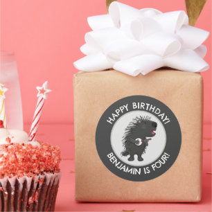 Adesivo Redondo Bela animação de aniversário personalizada