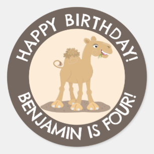 Adesivo Redondo Bela animação de aniversário personalizada do came