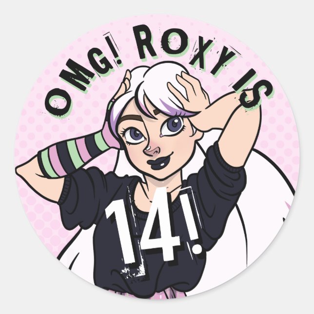 Adesivo Redondo Bela Bela Bela Adolescente Menina Rosa Nome 14 Ani (Frente)