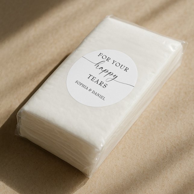 Adesivo Redondo Bela Boca Personalizada Embalagem de Tecido de Cas (happy tears wedding pack sticker)