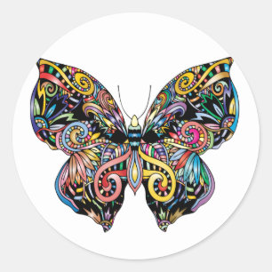 Adesivo Redondo Bela borboleta ilustrada
